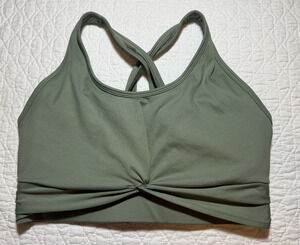 MTA Sport Sports Bra Women's XL Olive Green Longline Twist Front Crossback READ